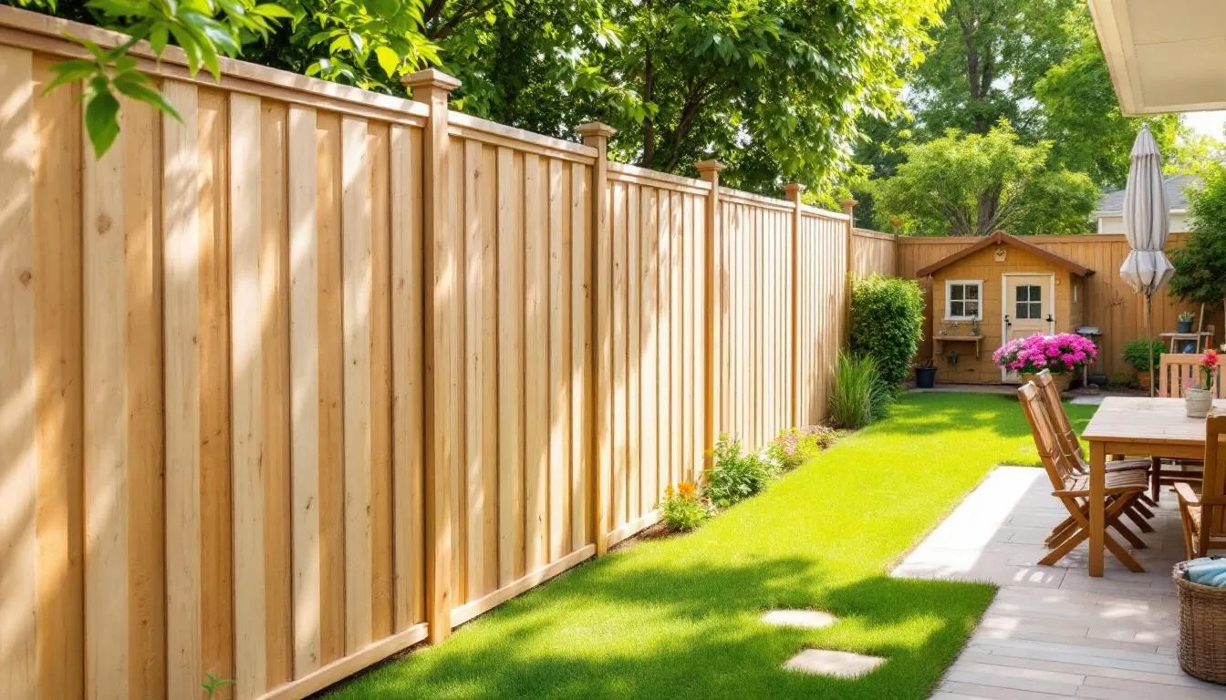 A privacy fence providing security around a backyard.